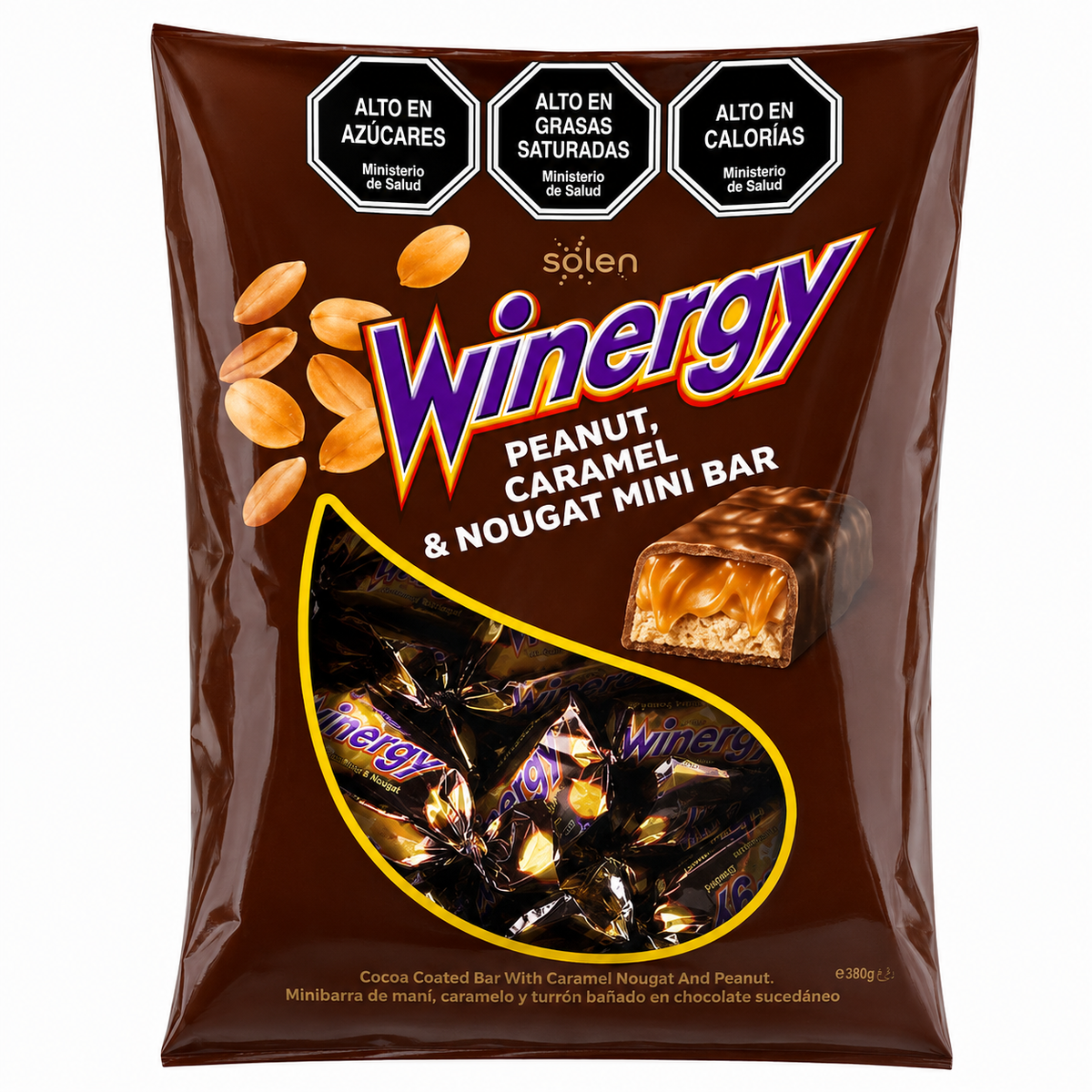 Chocolate Mini Winergy Turrón Maní y Caramelo 430 g 46 Un