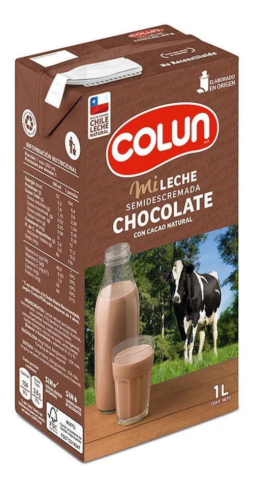 Colun Leche Semidescremada Sabor Chocolate 1L