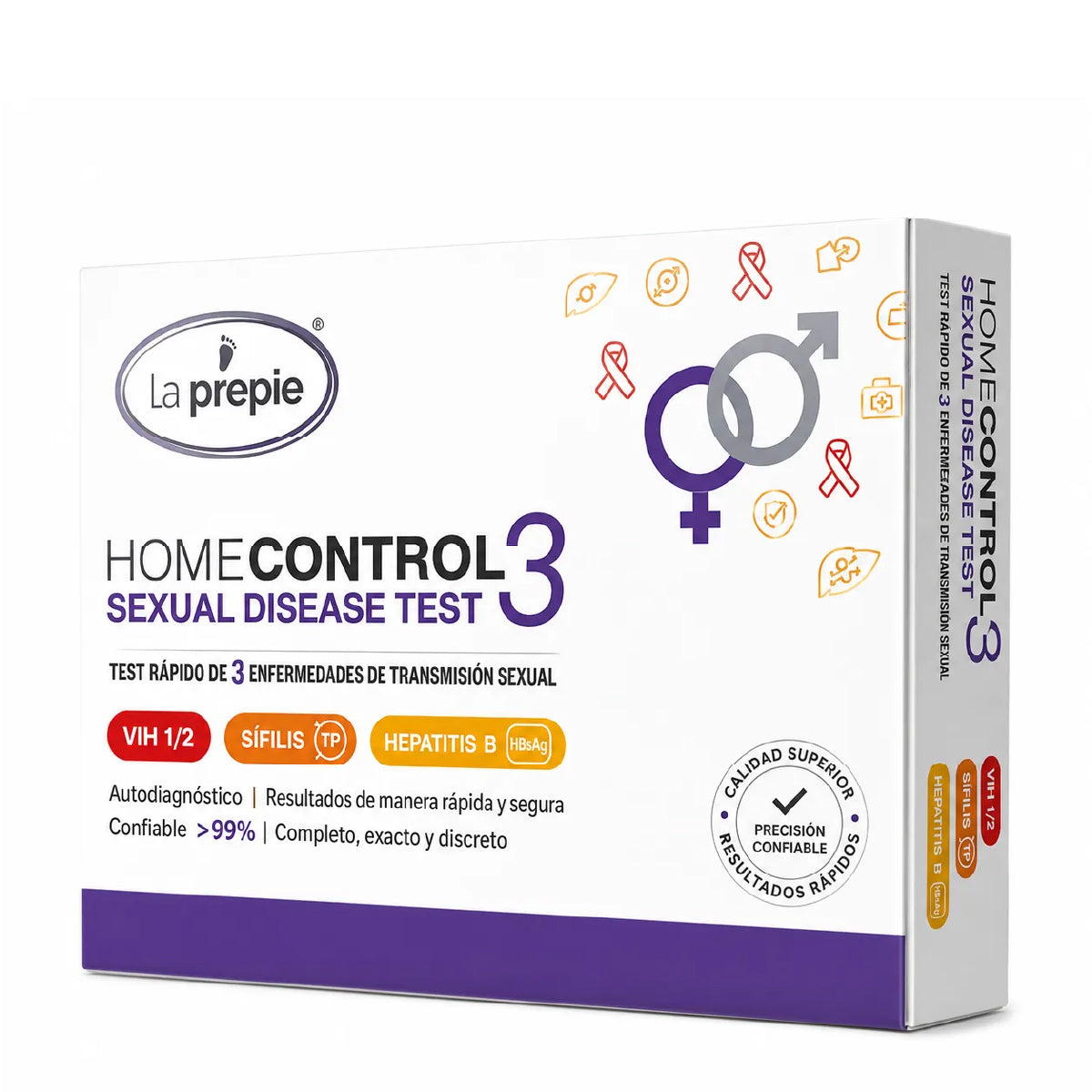 Test Rápido de Enfermedades de Transmisión Sexual (VIH, Sífilis, Hepatitis B) Laprepie 1 Un