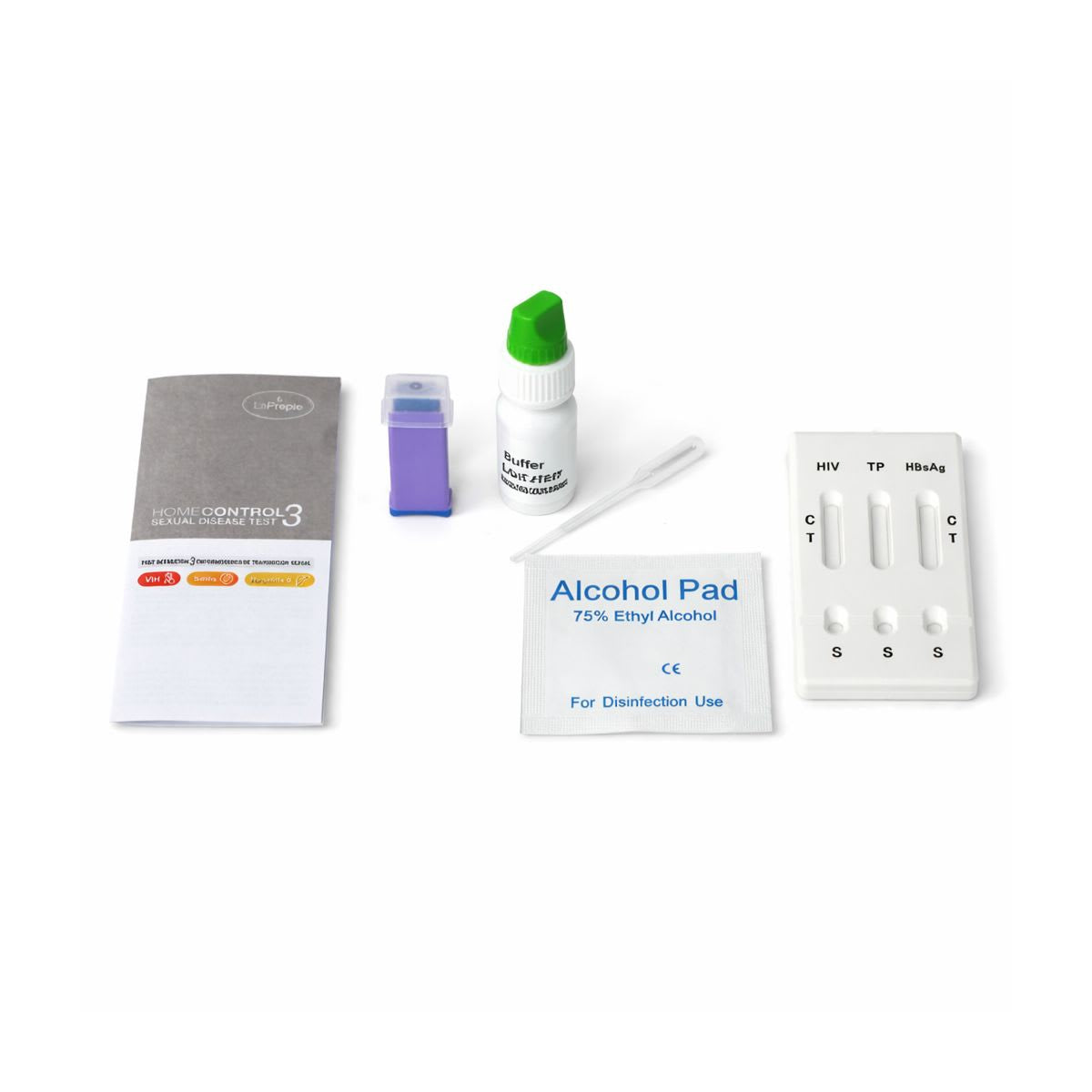 Test Rápido de Enfermedades de Transmisión Sexual (VIH, Sífilis, Hepatitis B) Laprepie 1 Un