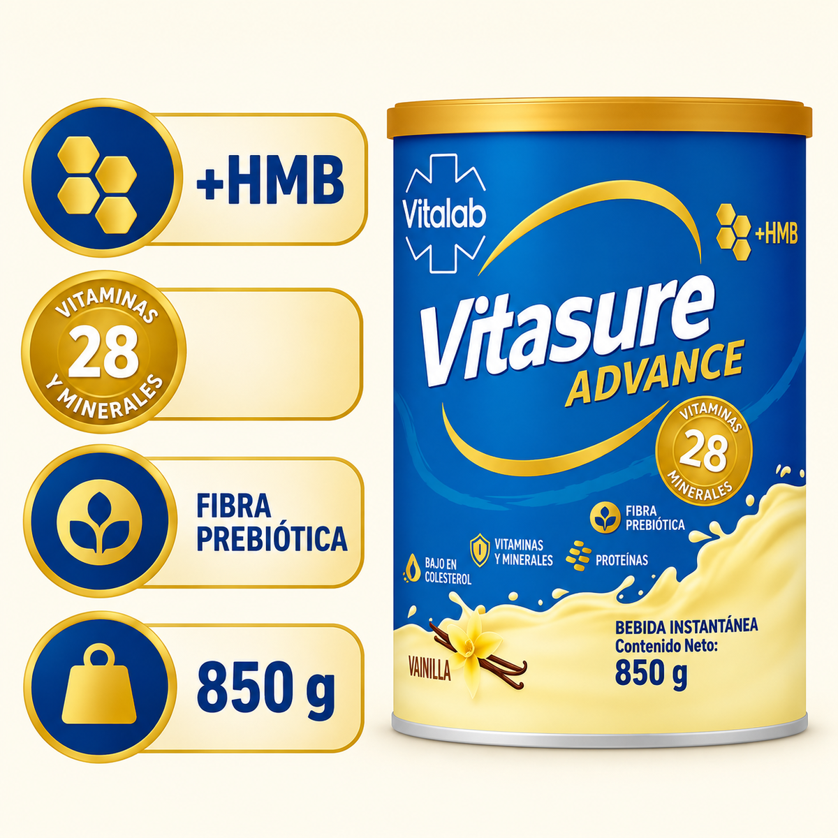 Vitasure Advance Vainilla Vitalab 850 g