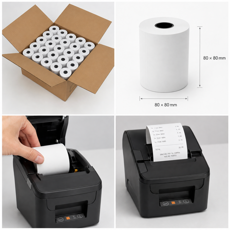 Rollos de Papel Térmico Supercenter Blanco Caja 32 Un de 80x80 mm